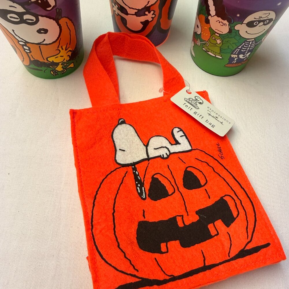 Peanuts Snoopy HALLMARK Halloween (3) Cup Set + Snoopy Treat Bag 2012 All New!
